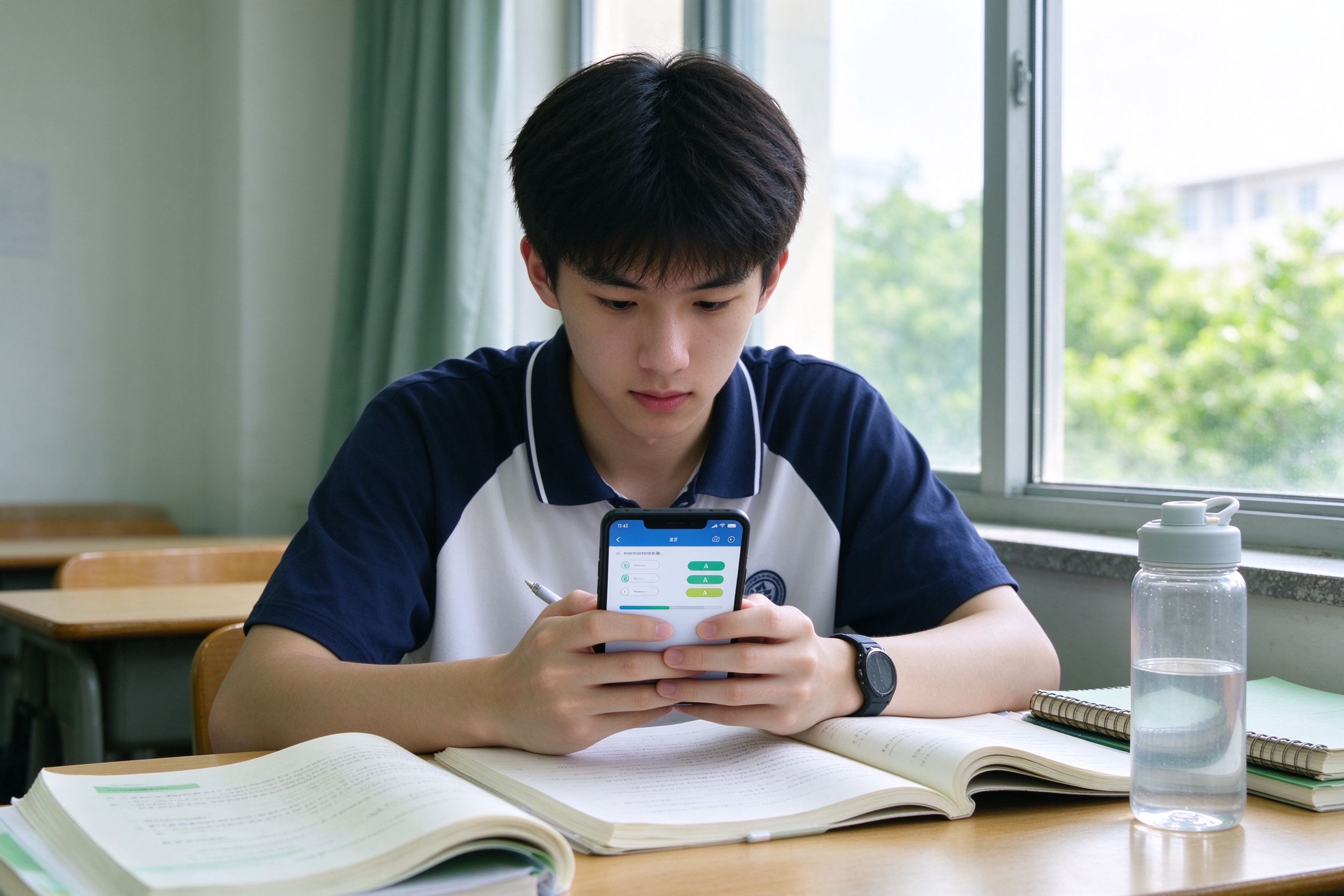 学生使用教育电考APP手机刷题